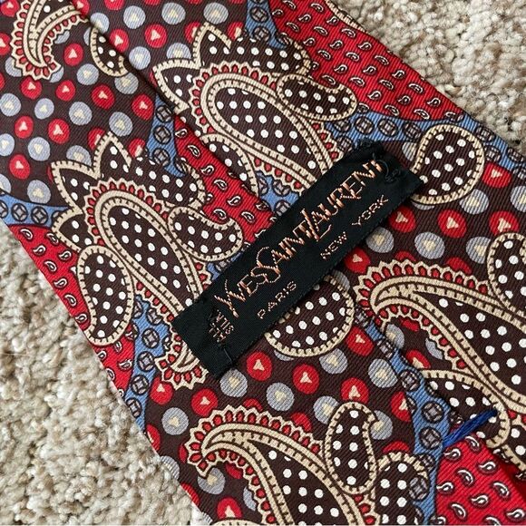 YSL Men's Silk Printed Tie - Picture 4 of 7